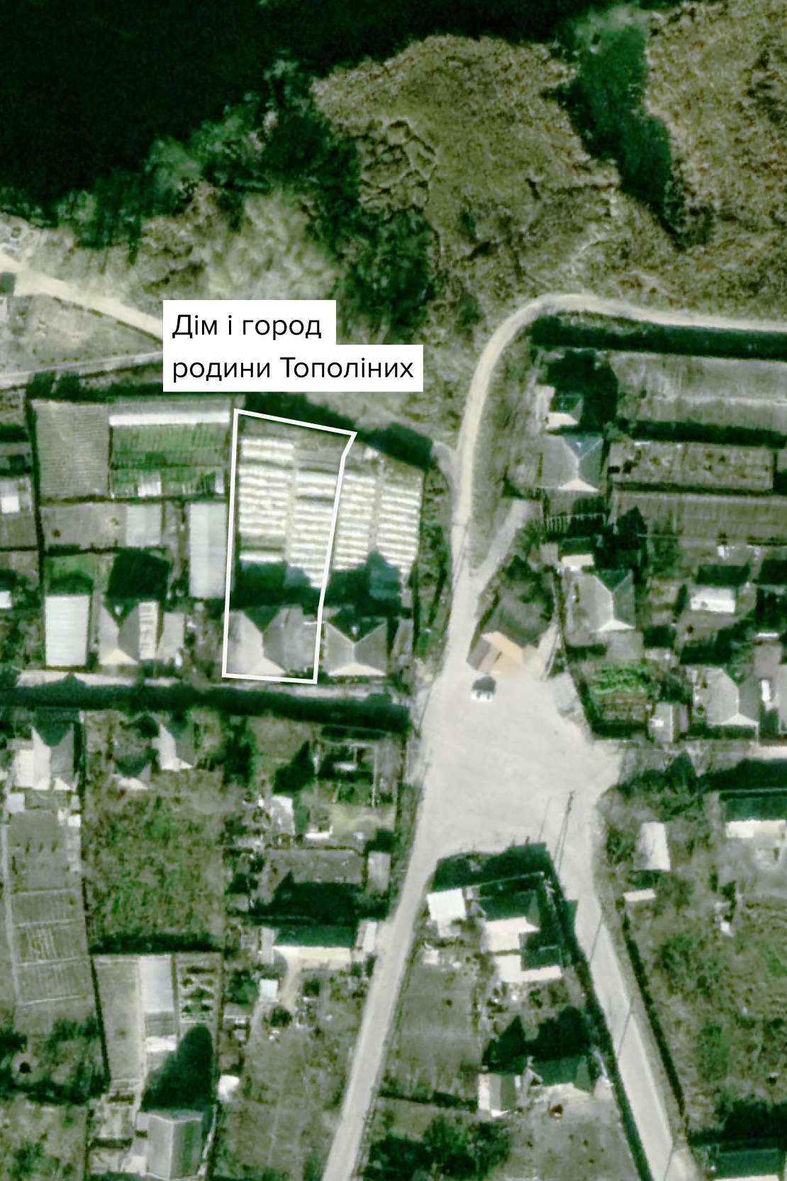 Олешки. Супутниковий знімок до повномасштабної війни, 2021 рік. Джерело: Maxar via Google Earth