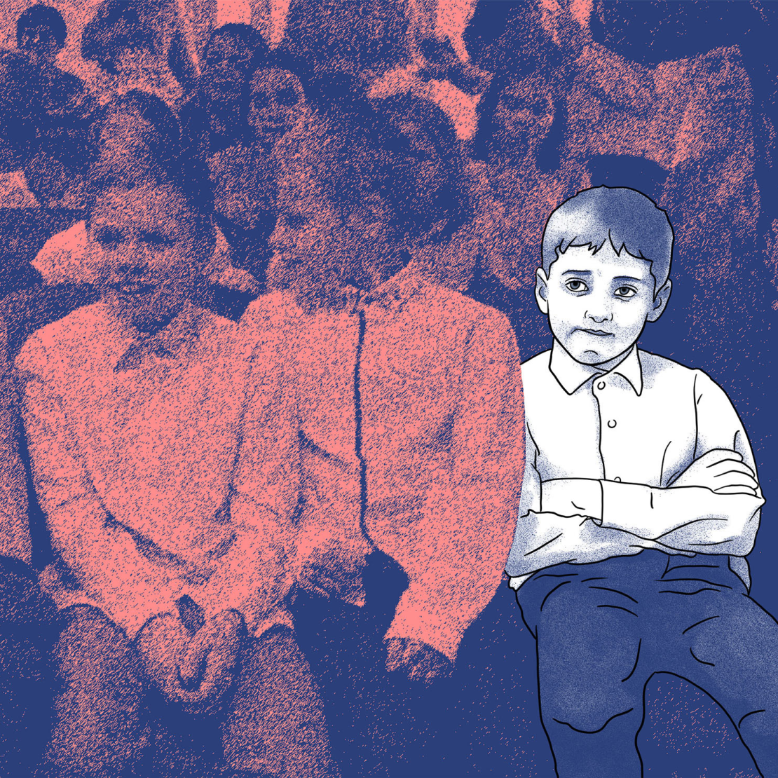 Остап на новорічному святі в сиротинці, незабаром після смерті батька. Джерело: Youtube. Ілюстрація NZZ