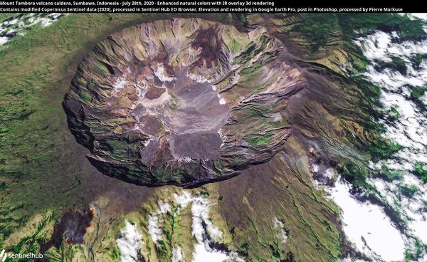 Супутникове 3D-фото: пожежа на схилах вулкану