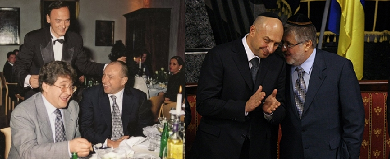 Ігор Коломойський та Геннадій Боголюбов ведуть бізнес та дружать понад двадцять років. На фото зліва - бізнесмени під час застілля в 1997 року. На фото справа - в синагозі «Золота Роза» у Дніпропетровську, 25 листопада 2010 року