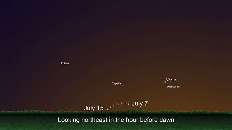 перед сходом сонця: дивіться на північний схід, орієнтуючись між Полярною зорею та вранішньою зорею (планета Венера): дедалі нижче щодня