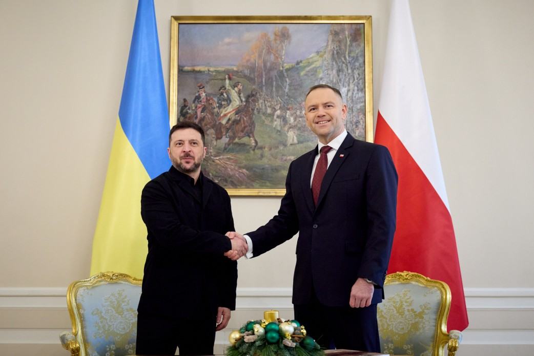 Володимир Зеленський та Кароль Навроцький під час візиту президента України до Польщі у грудні 2025 року