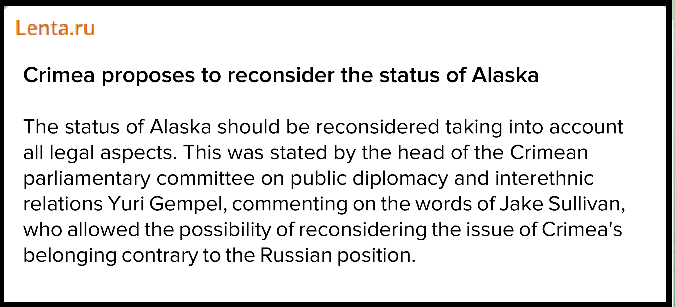 Publication on the Telegram channel "Lenta.ru"