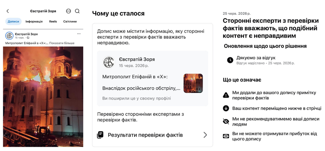 Скріншоти з Фейсбук-сторінки Євстратія Зорі