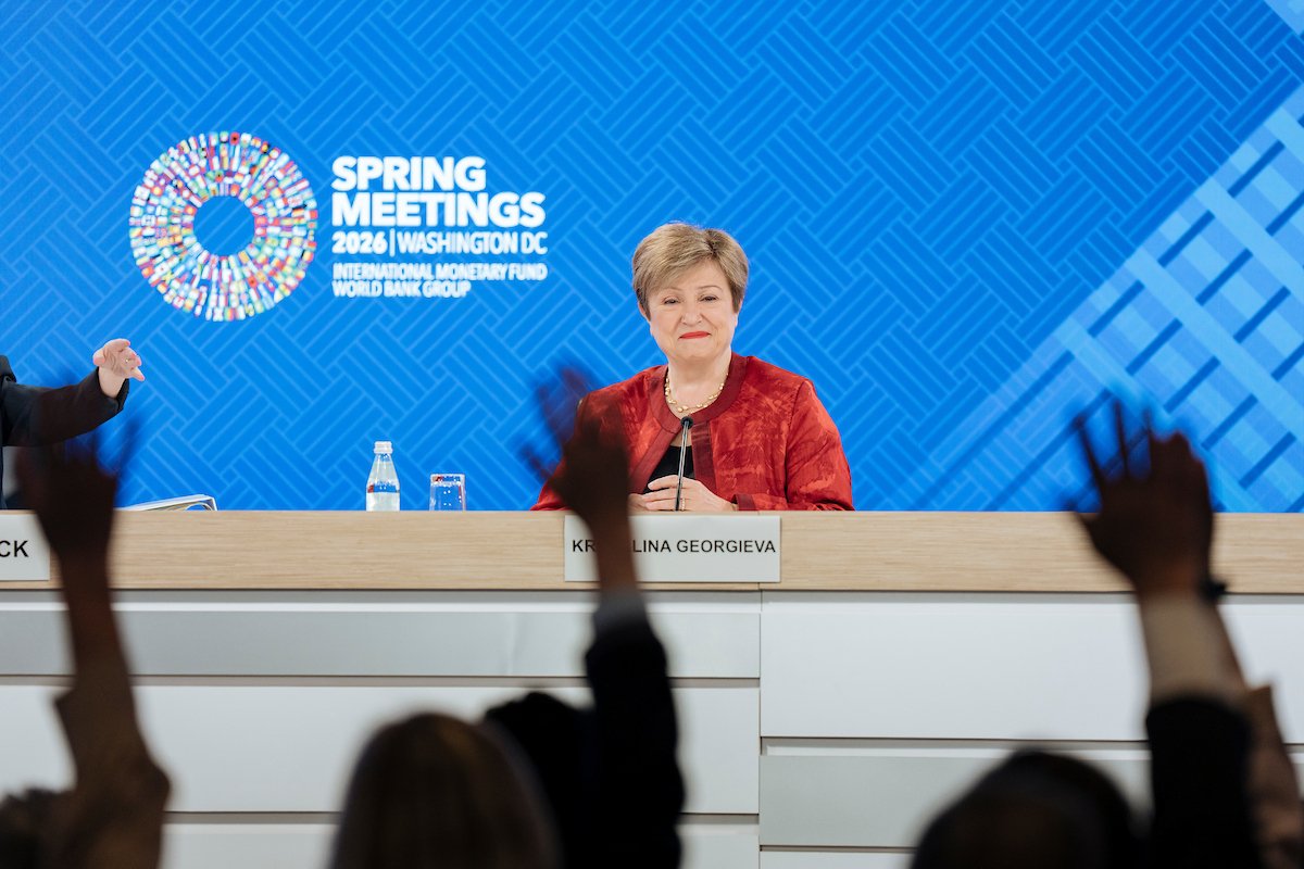Крісталіна Георгієва на пресконференції МВФ