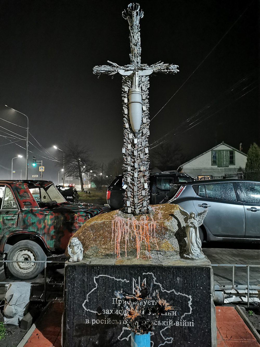 The monument was supposed to resemble the magical sword Excalibur, but people began to call it a cross.