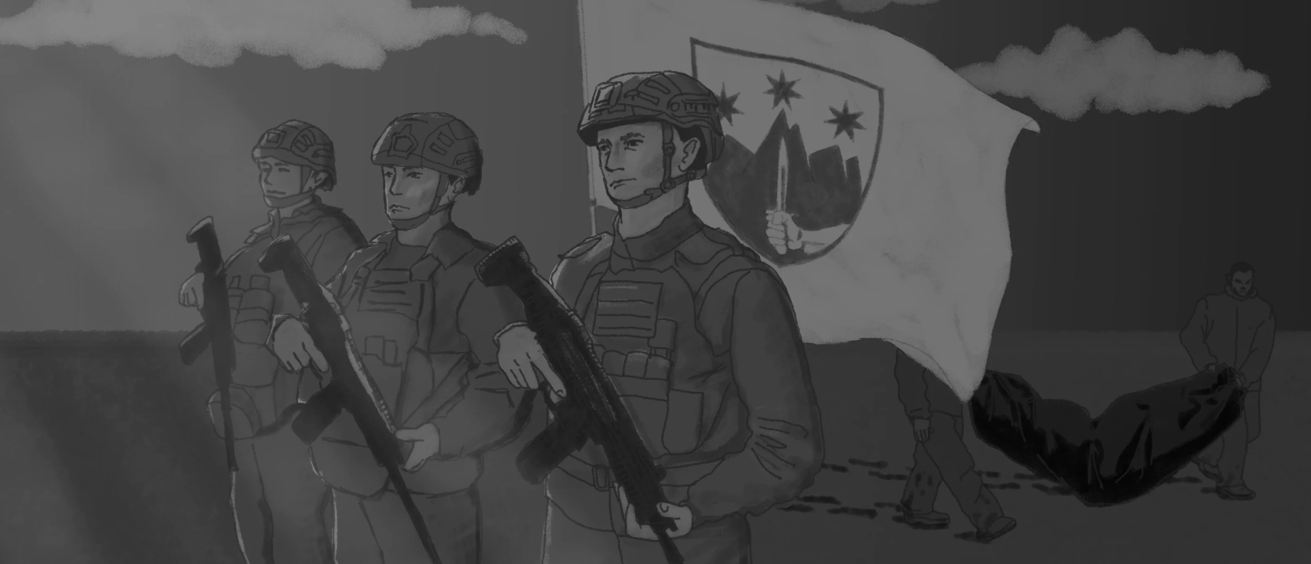 Ілюстраціія Анастасії Лисиці до розслідування «Бабеля» про полк «Скеля»