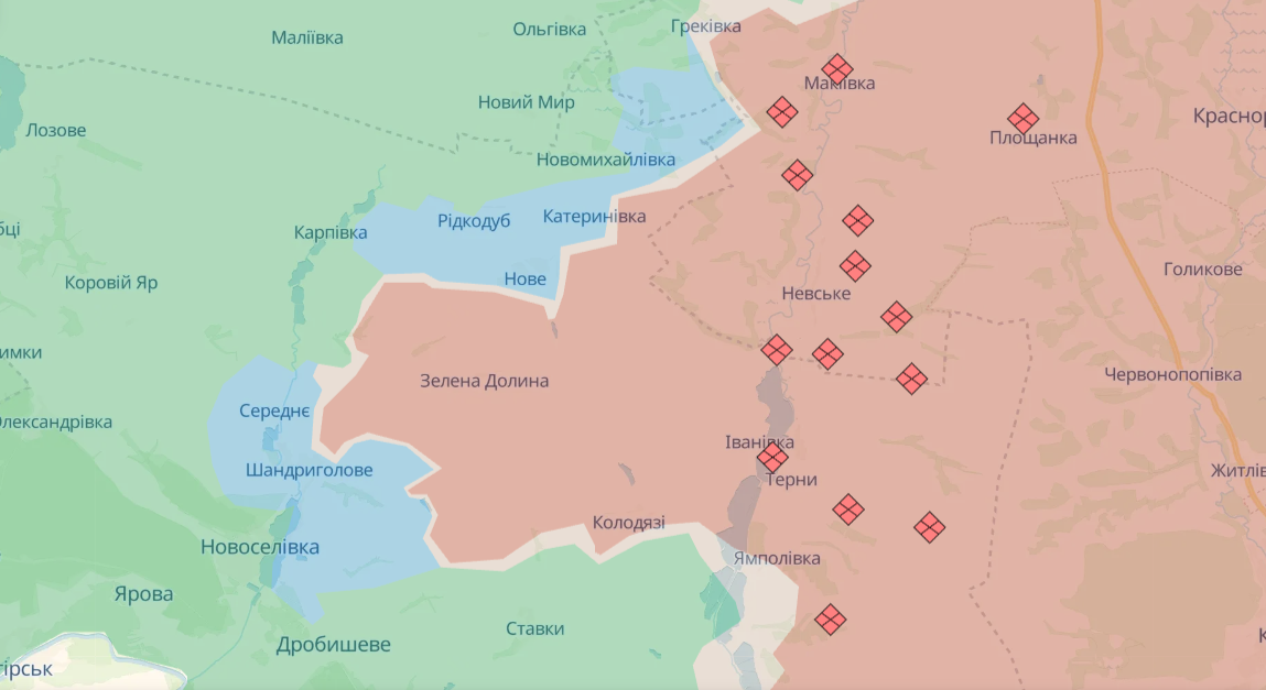 DeepState також повідомив, що Сили Оборони визволили Рідкодуб, Нове та Катеринівку і відновили контроль поблизу Новомихайлівки та Липового
