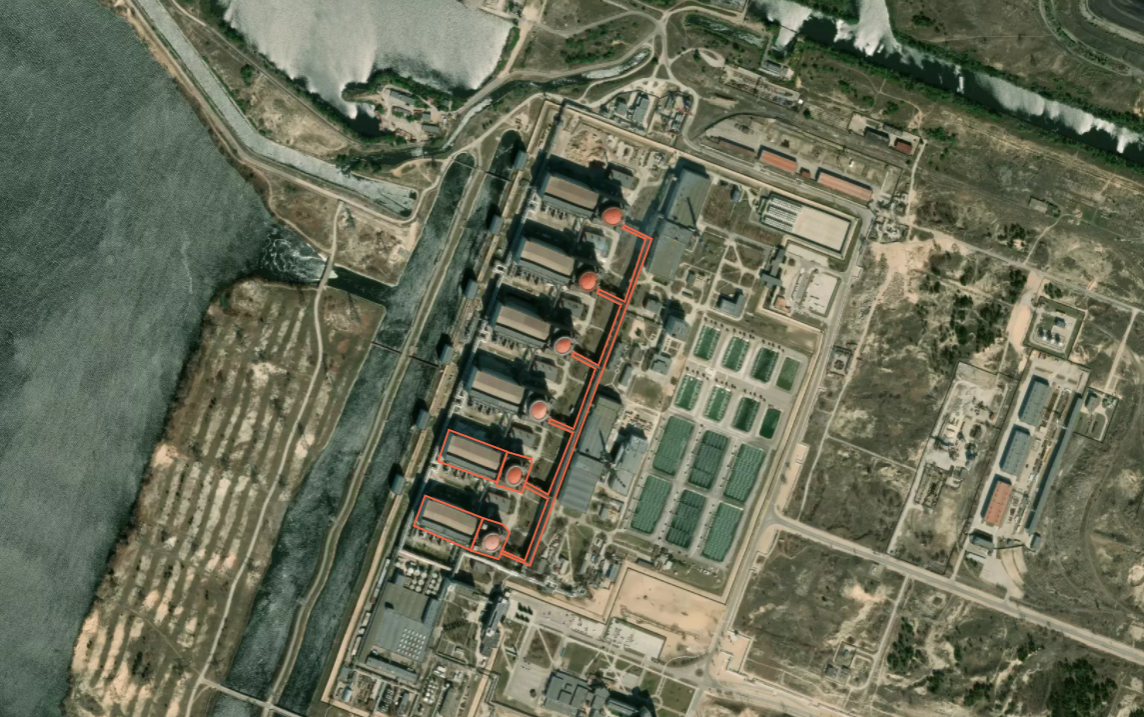 Фрагмент супутникового знімка, використаний в інтерактивній карті у дата-проєкті "Ядерний терор"