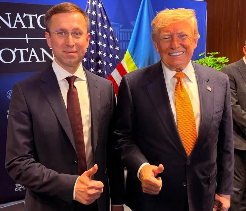 Сергій Корецький і президент США Дональд Трамп на саміті НАТО у Туреччині, липень 2026