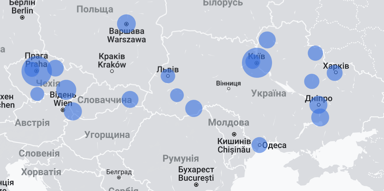 Географія відвідуваності  Texty.org.ua станом на 2 лютого 2024 року.