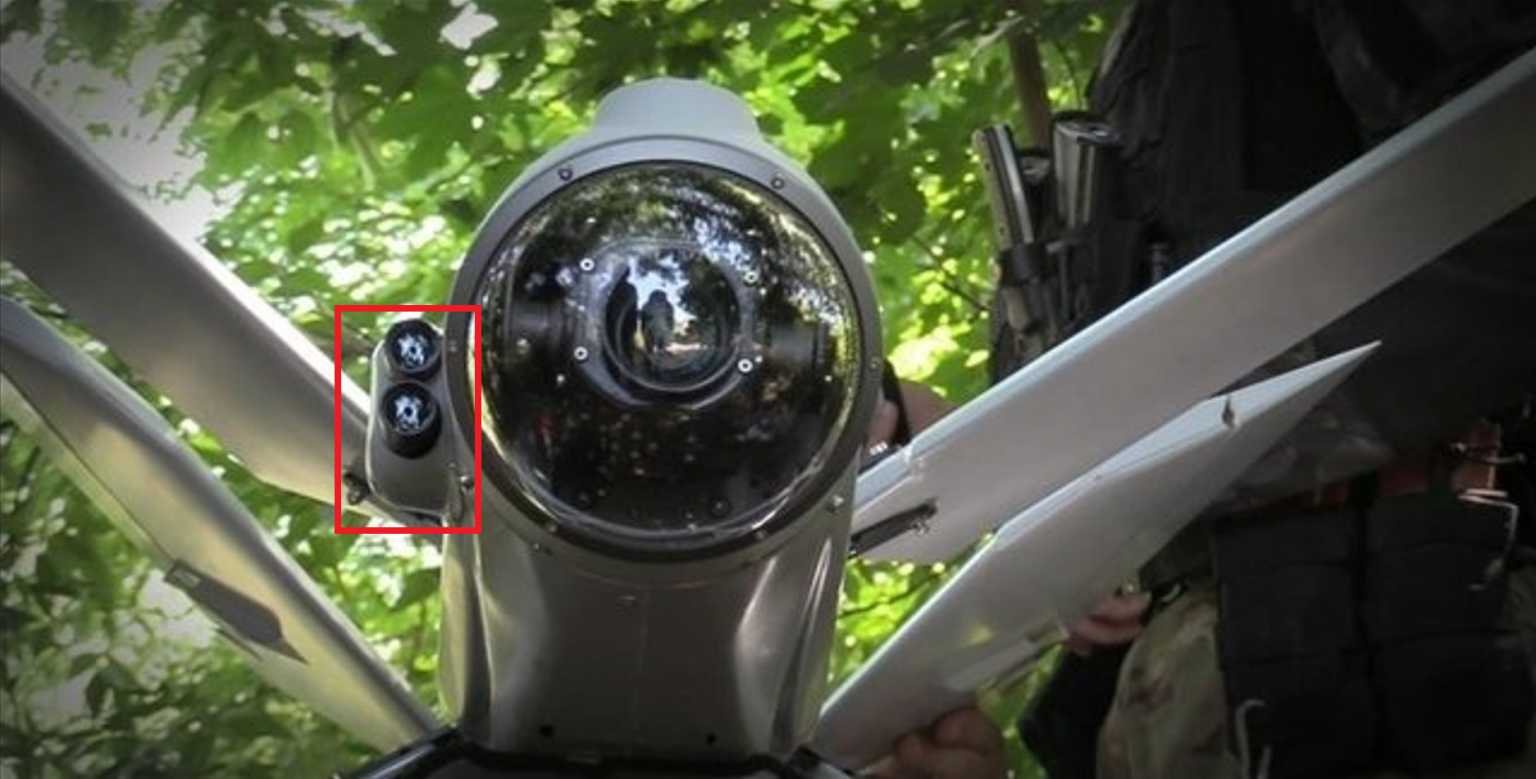 Лідар поряд з оптичним модулем безпілотника “Ланцет”. Фото: mil.in.ua