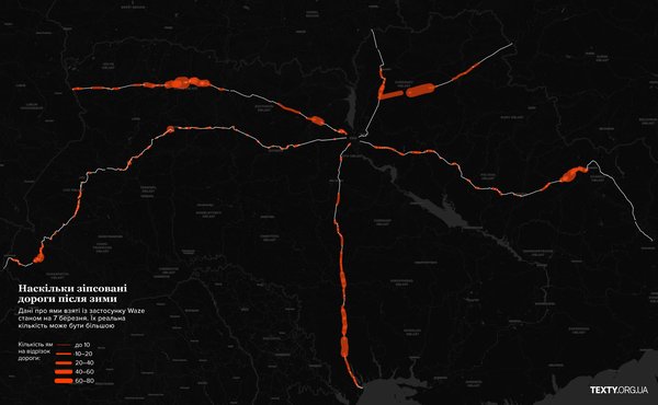Зійшли разом зі снігом. Що зруйнувало українські дороги цієї зими