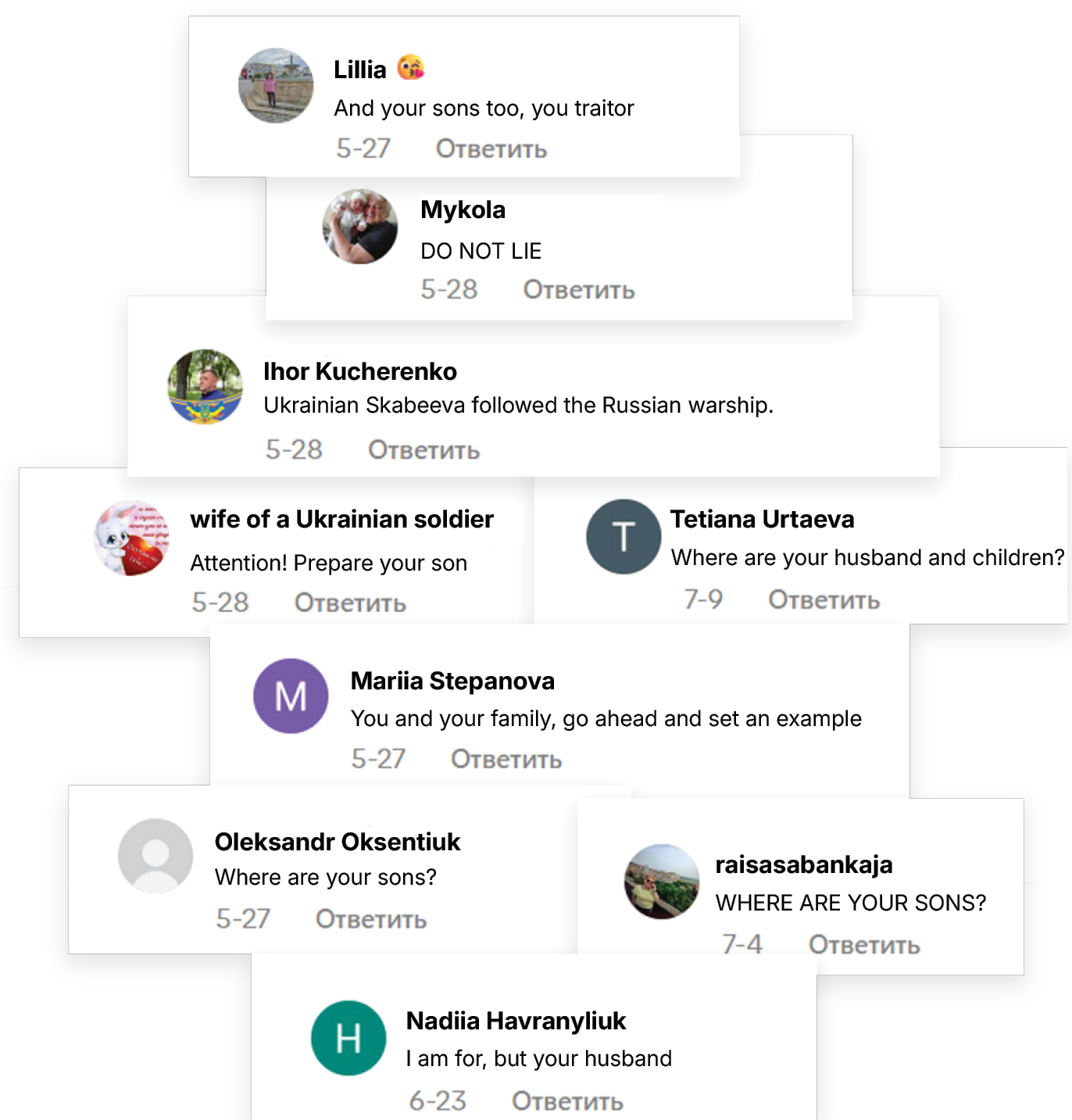 Comments under the fake video
