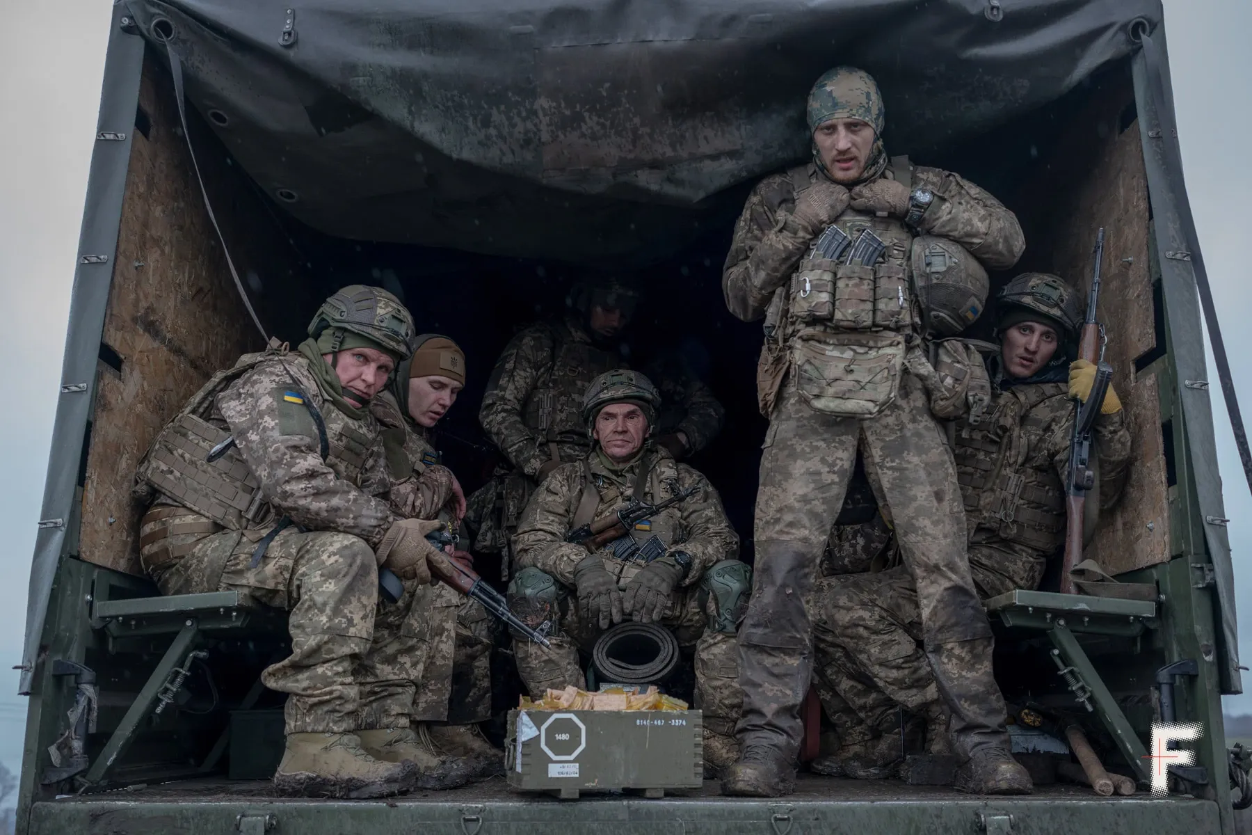 Бійці батальйону «Шквал» повертаються на базу після відпрацювання підготовки до штурму, Донецька область, Україна, 11 листопада 2025 року. Надія Карпова / Frontliner