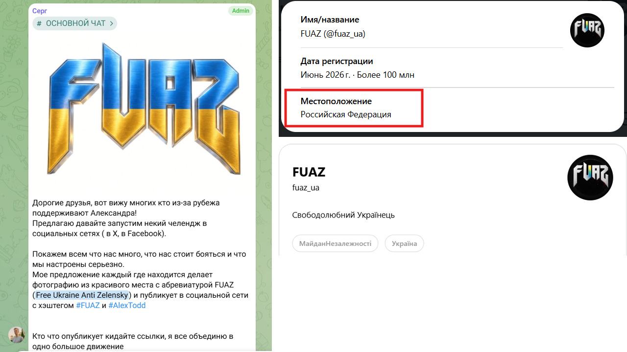Скриншот допису з Телеграм-каналу Олександра Тодорова та акаунту FUAZ у Тредсі