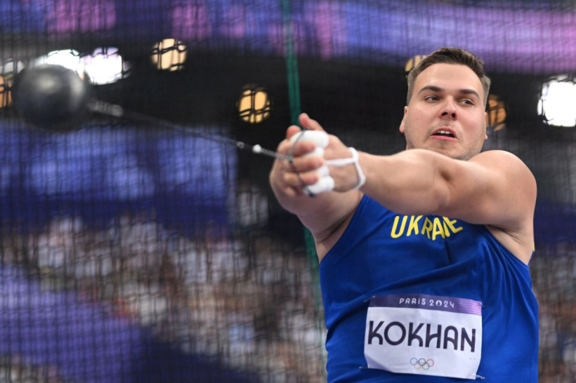 Михайло Кохан під час метання молота на Олімпійських іграх у Парижі. Фото: Мінмолодьспорту