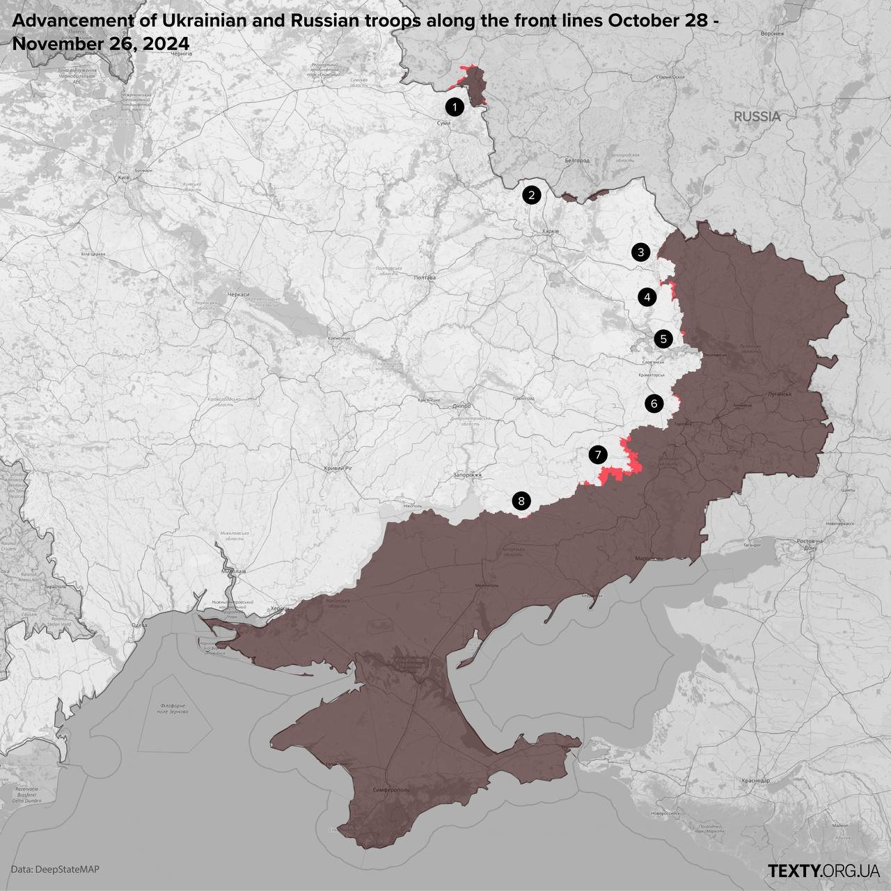 Battle map as of late November 2024