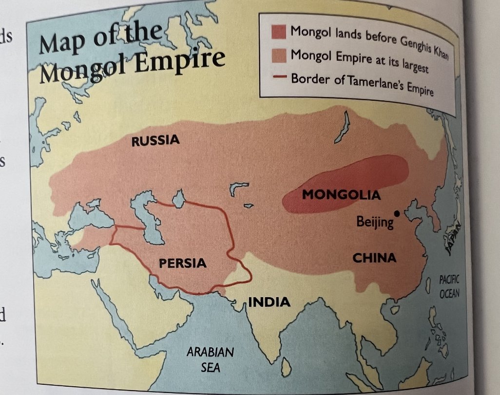 Карта з книжки Usborne Encyclopedia of World History, а насправді — типовий приклад середньовічної карти з дитячих книжок, де замість Русі є Росія й узагалі все намішано в певний псевдоісторичний вінегрет, коли разом існують країни з різних часових періодів