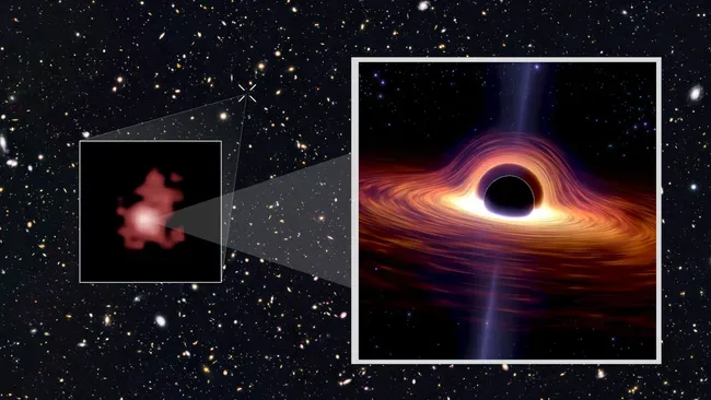 У галактиці GN-z11 (ліворуч) було виявлено найстарішу і найдальшу чорну діру з усіх відомих Фото: ESA